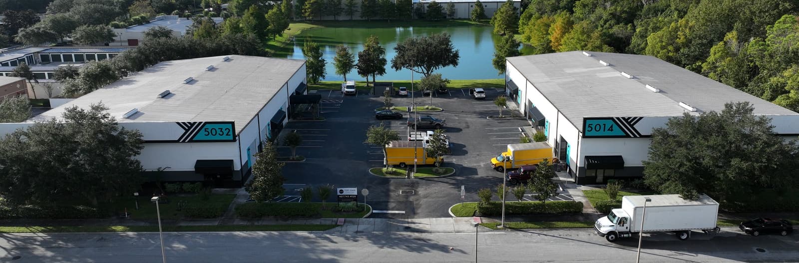 Aerial view of 5014 and 5032 Forsyth Commerce Rd. in Orlando, FL