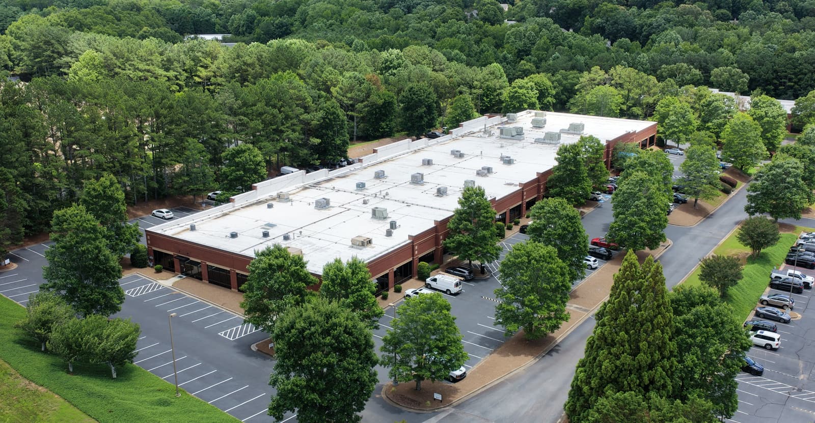 Aerial view of 6435 Shiloh Road in Alpharetta, GA